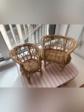 Natural Rattan Miniature Chairs - Set of 2